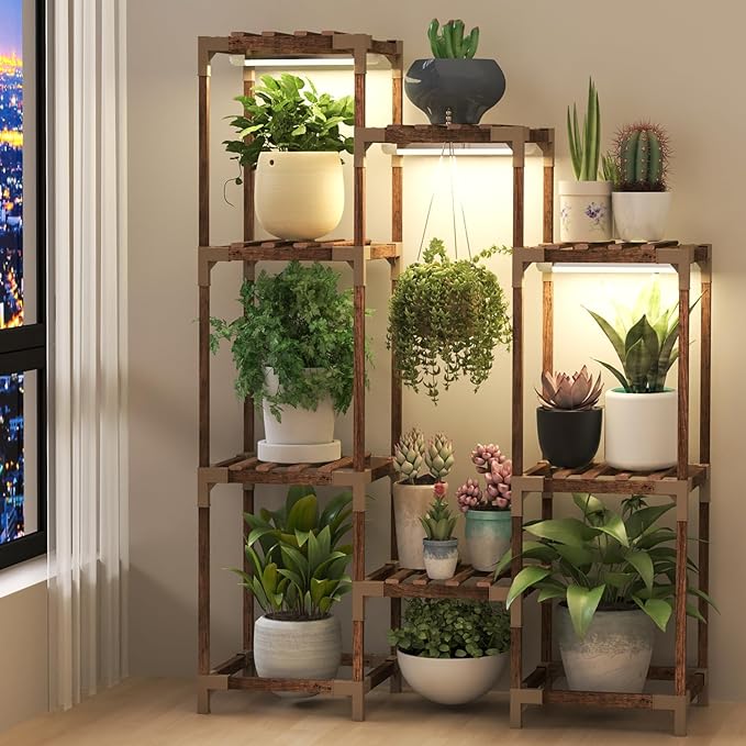 Plant Stand Indoor Outdoor, 11 Tier Reinforced Plant Shelf Multiple Plants