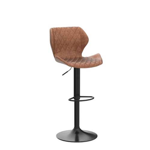 Bar stools Set of 4 Brown Leather Bar Stools, Adjustable Counter Height Barstools