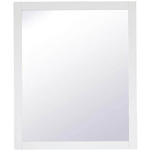 Wood Frame Bathroom Mirror in White Finish