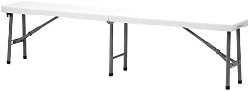 White Plastic Folding Portable Bench for Indoor, Outdoor Picnic Bench