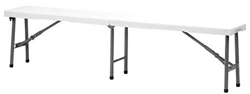 White Plastic Folding Portable Bench for Indoor, Outdoor Picnic Bench