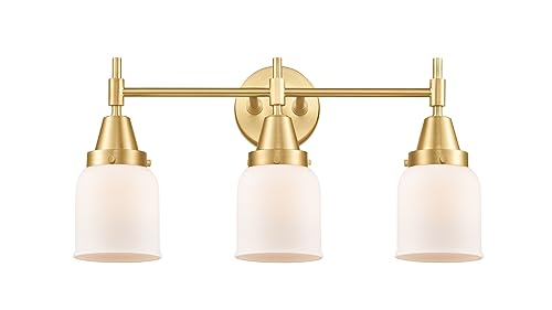 3 Light Bath Vanity-11 Inches Tall and 23 Inches Wide-Satin Gold Finish-Matte White Glass