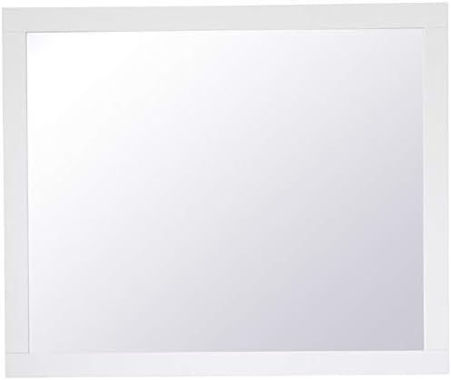 Wood Frame Bathroom Mirror in White Finish