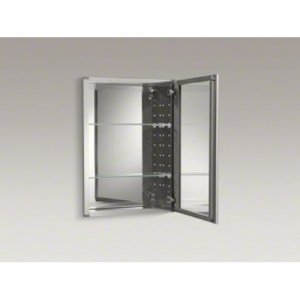Aluminum Medicine Cabinet with Decorative Silver Framed Mirror Door, Adjustable Shelves