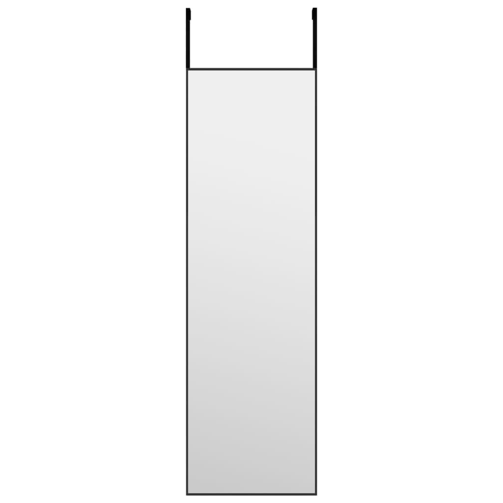 Door Mirror - Black Aluminum and Glass Wall-Mountable