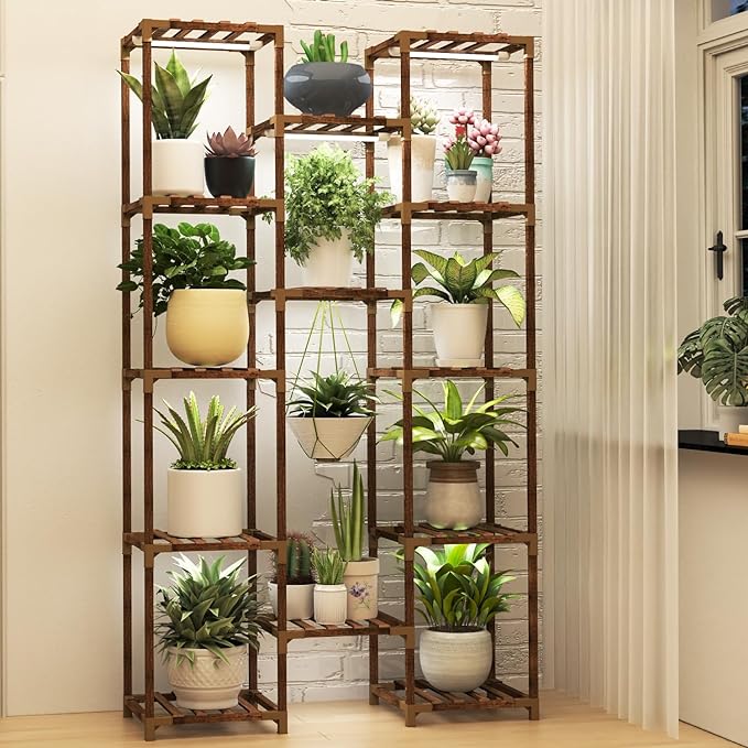 Plant Stand Indoor Outdoor, 11 Tier Reinforced Plant Shelf Multiple Plants