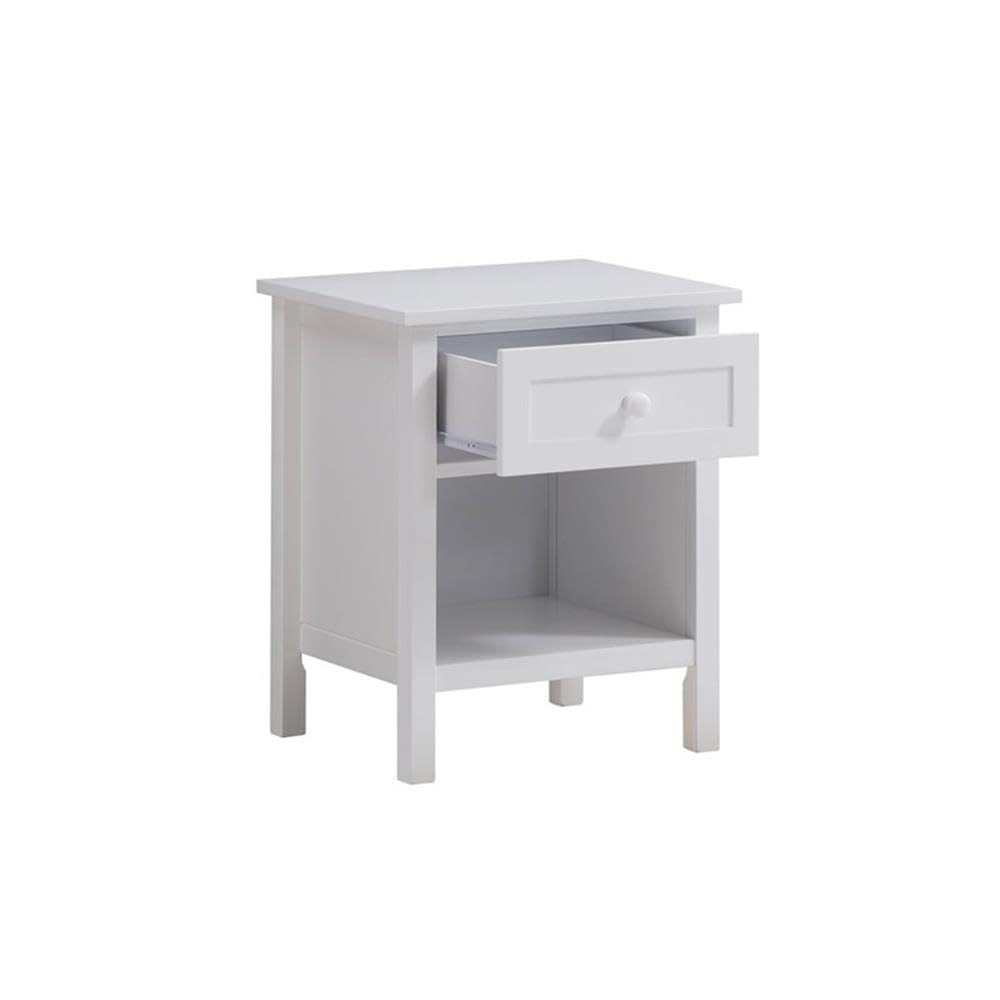 Iolanda 1-Drawer Wooden Nightstand with Compartment in White