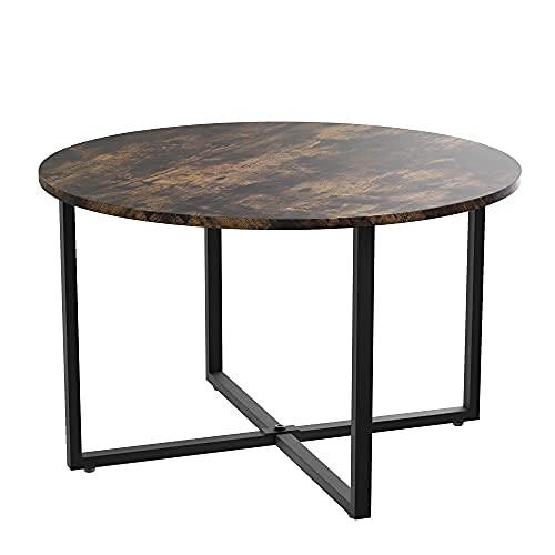 Round Coffee Table, Vintage Style Sofa Table Durable Metal Frame Cocktail Table