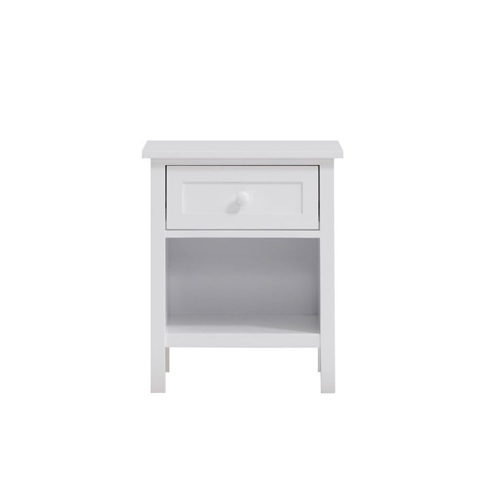 Iolanda 1-Drawer Wooden Nightstand with Compartment in White