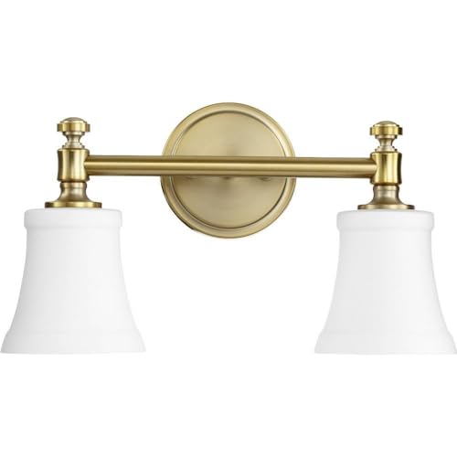 Transitional Two Light Vanity from Rossington Collection in Brass - Antique Finish,