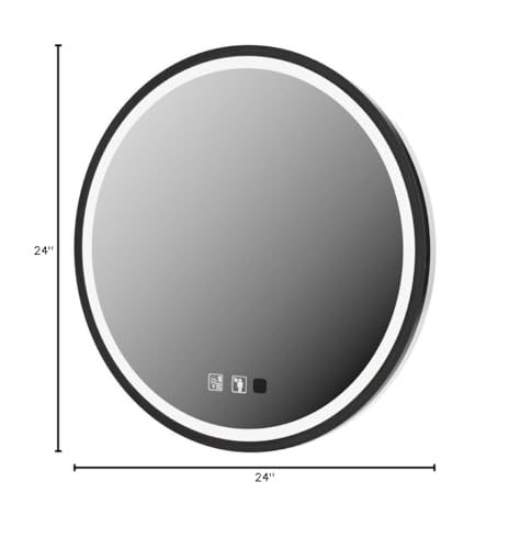 Round LED Sensor Mirror with Dimmable Anti-Fog - 28" Black Frame