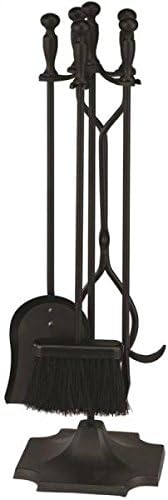 5 Pcs Fireplace Tool Set Black 31” Large - Shovel, brush, poker, tongs