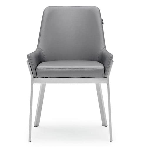 Sydney Gray Leatherette Dining Chair with Brushed Stainless Steel Legs
