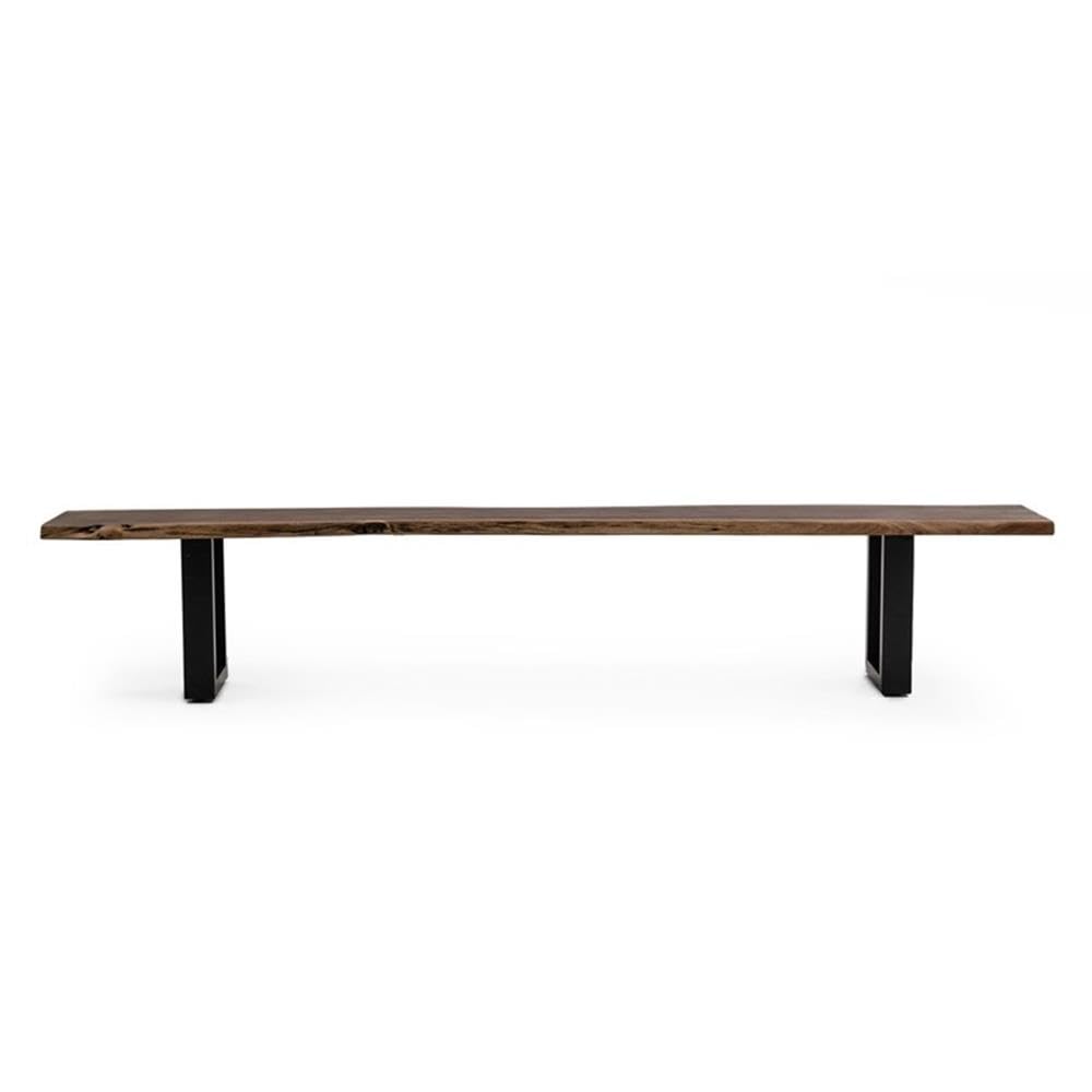 Brylee Collection Modern Style Live Edge Solid Wood Top Extra Large Dining Bench