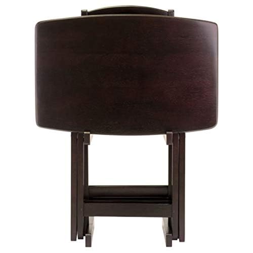 Wood Dylan 5-Piece Snack Table Set - Stylish Folding Tables in Espresso Finish