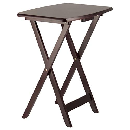 Wood Dylan 5-Piece Snack Table Set - Stylish Folding Tables in Espresso Finish