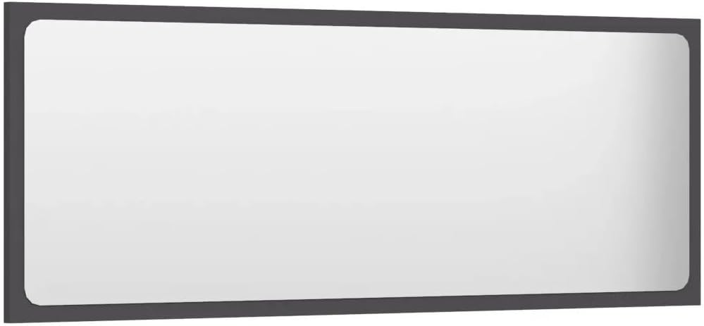 Bathroom Mirror Gray 39.4"X0.6"X14.6" Engineered Wood 804632