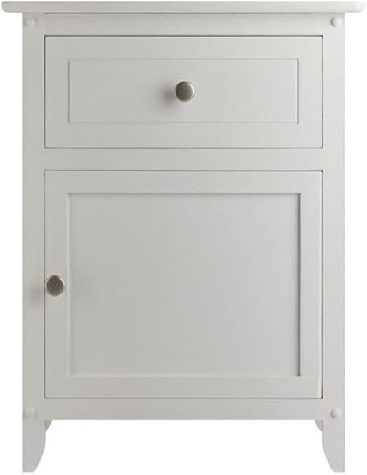 Modern 1 Drawer Wooden End Table Nightstand with Cabinet in Espresso