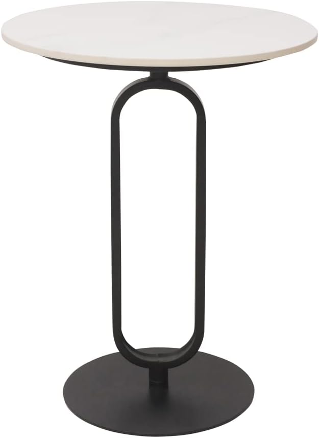 Side Table with Marble Top Metal Pub Bar Round Table Modern Sofa Side End Table Coffee