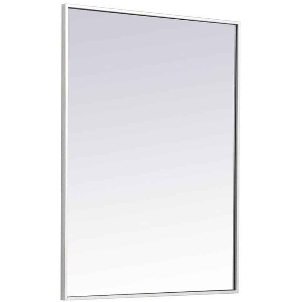 36" x 27" Contemporary Metal Frame Mirror in Silver