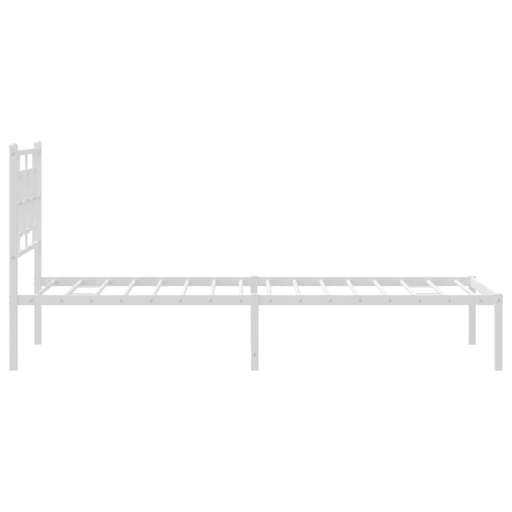 Strawberry Fairy Elegant White Metal Bed Frame for Timeless Comfort, Sturdy Steel Construction, Includes Headboard, 39.4" x 78.7"