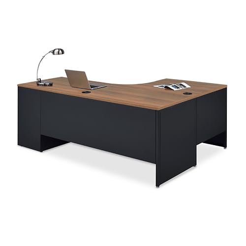 Carbon L Shaped Executive Office Desk - Durable Laminate Computer Desk