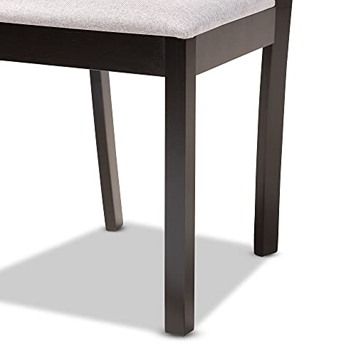 Modern Transitional Grey Fabric Upholstered and Dark Brown Finished Wood 7-Piece