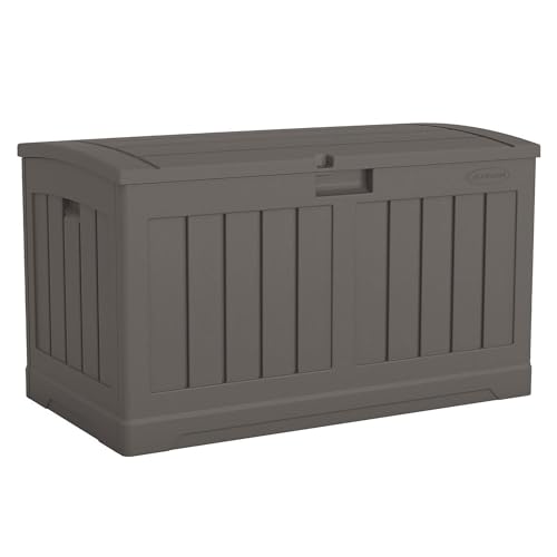 50 Gallon Plastic Deck Box with Molded Lockable Feature and Weathertight Construction f