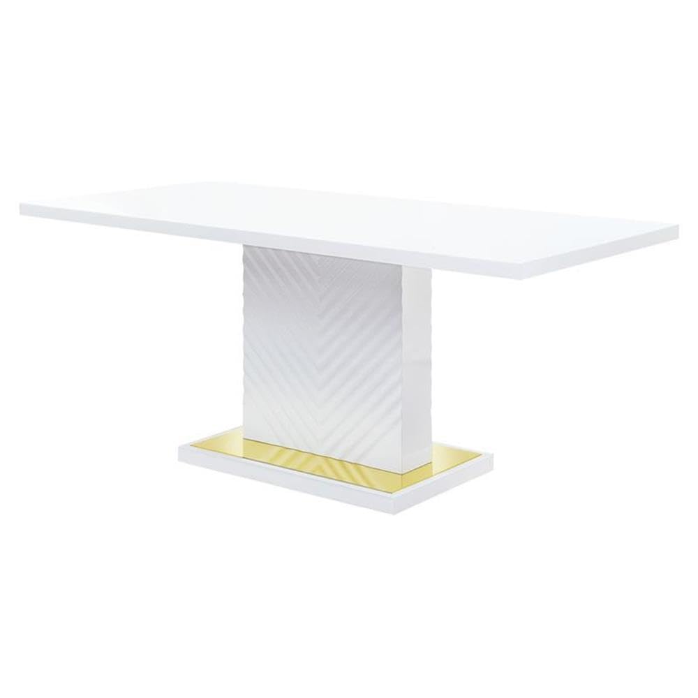 Gaines Wooden Rectangular Top Dining Table in White High Gloss