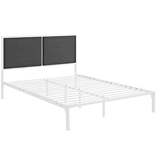 Della Fabric Bed, King, White Gray