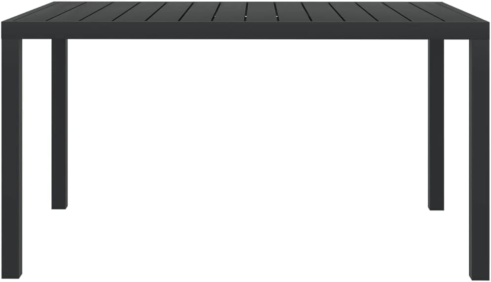 Black Aluminum WPC Outdoor Patio Dining Table - 59.1" x 35.4" Weather Resistant