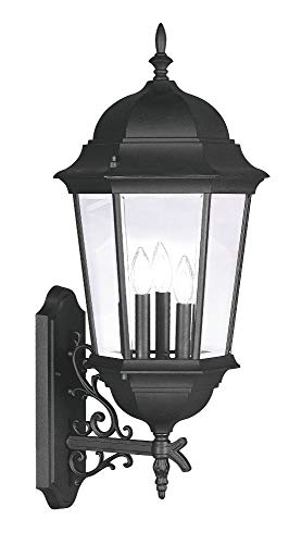 Lighting 7566-14 Hamilton Traditional 3-Light Outdoor Wall Lantern with Clear Beveled Glass