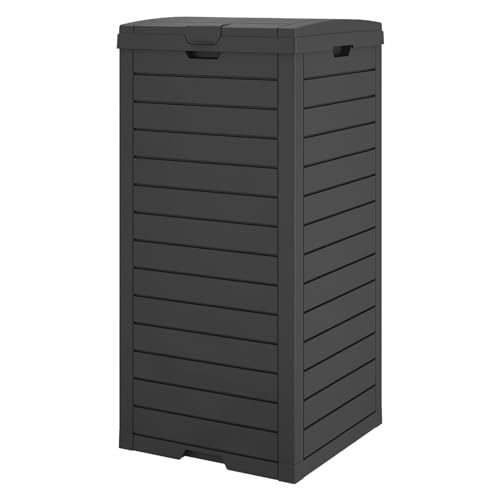 Outdoor Trash Can, 31 Gallon Garbage Can with Tiered Lid and Drip Tray