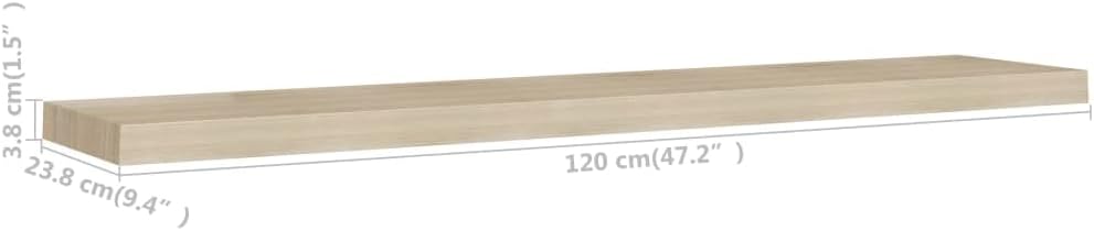 Floating Shelf Furniture Set-Floating Wall Shelf Oak 120x23.5x3.8 cm MDF