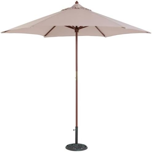 9 ft Wood Market Umbrella with Antique White Polyester Cover