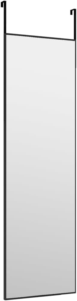 Door Mirror - Black Aluminum and Glass Wall-Mountable