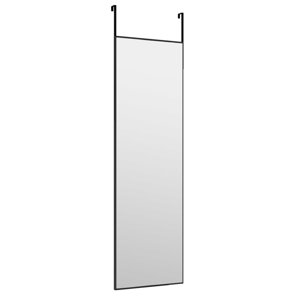 Door Mirror - Black Aluminum and Glass Wall-Mountable
