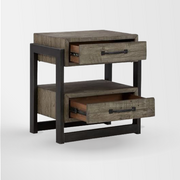 Brennagan Rustic Industrial 2 Drawer Nightstand
