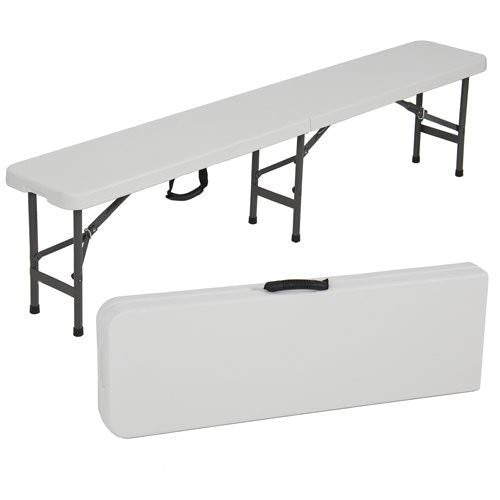 White Plastic Folding Portable Bench for Indoor, Outdoor Picnic Bench
