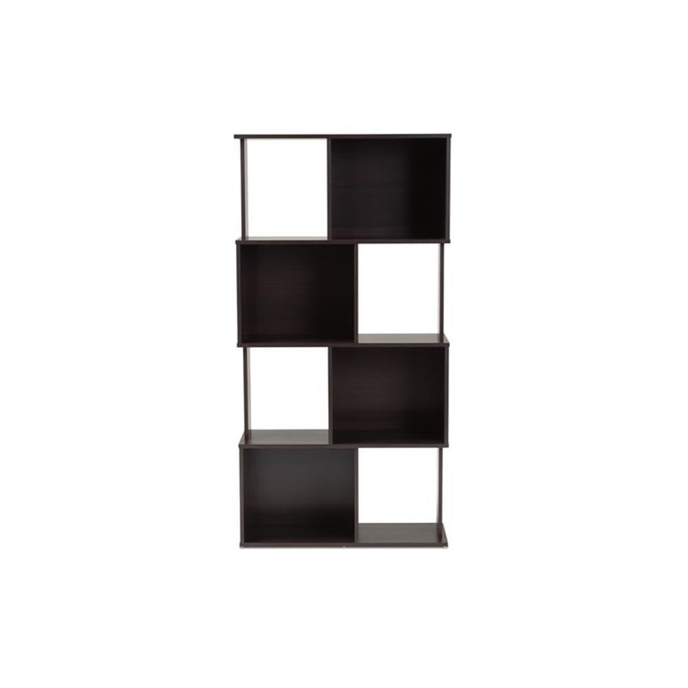 Riva Modern and Contemporary Dark Brown Finished Geometric Wood Bookshelf