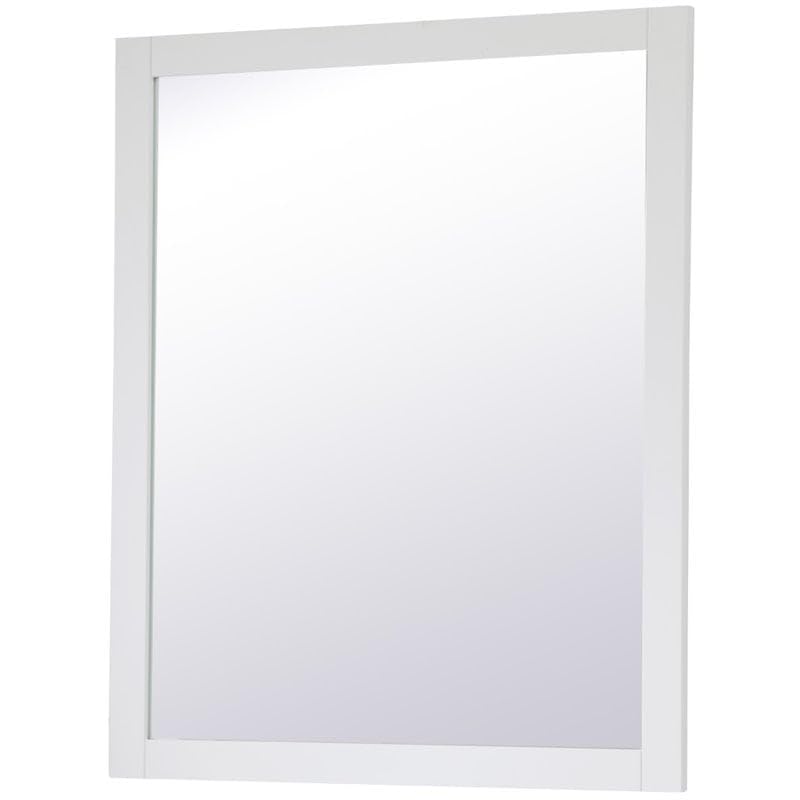 Wood Frame Bathroom Mirror in White Finish