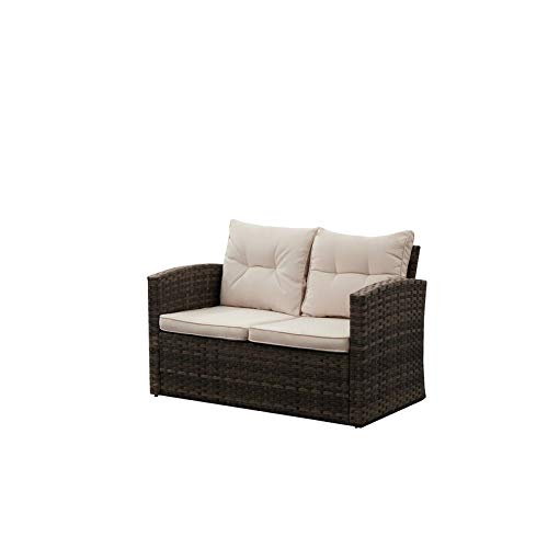Brown Gradient Sofa Loveseat Chair Seating Group with Table