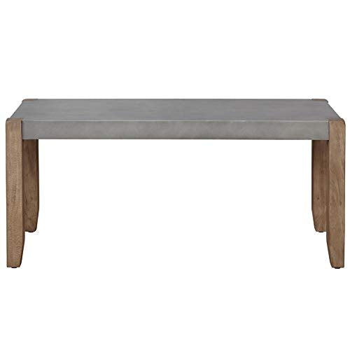 Newport 40" L Faux Concrete and Wood Bench