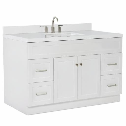 Hamlet 55" White Bathroom Vanity with Sink, 1.5" Edge Pure White