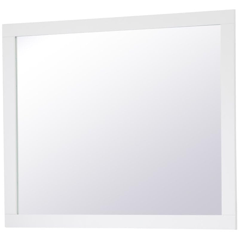 Wood Frame Bathroom Mirror in White Finish