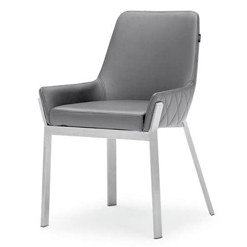Sydney Gray Leatherette Dining Chair with Brushed Stainless Steel Legs