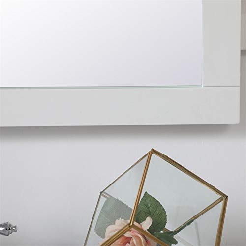 Wood Frame Bathroom Mirror in White Finish