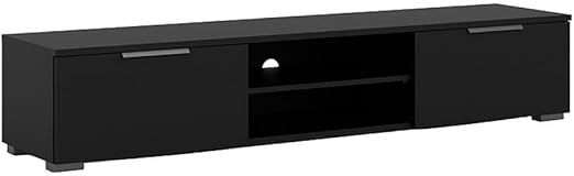 67" Modern TV Stand with Storage in Black Matte