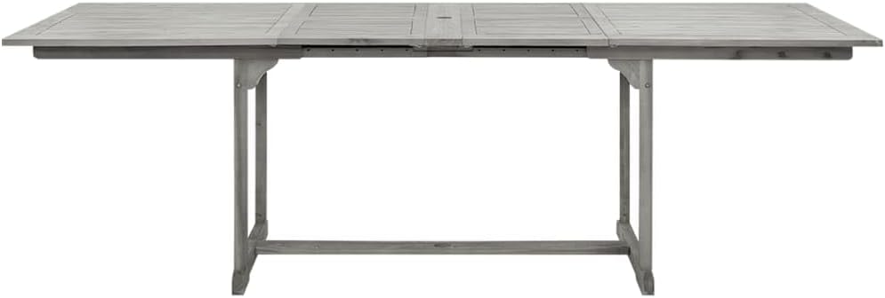 Extendable Outdoor Dining Table 63-94.5" Solid Acacia Wood with Gray Wash Finish