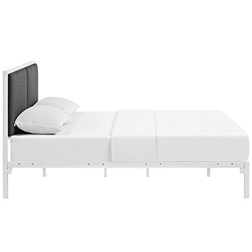 Della Fabric Bed, King, White Gray